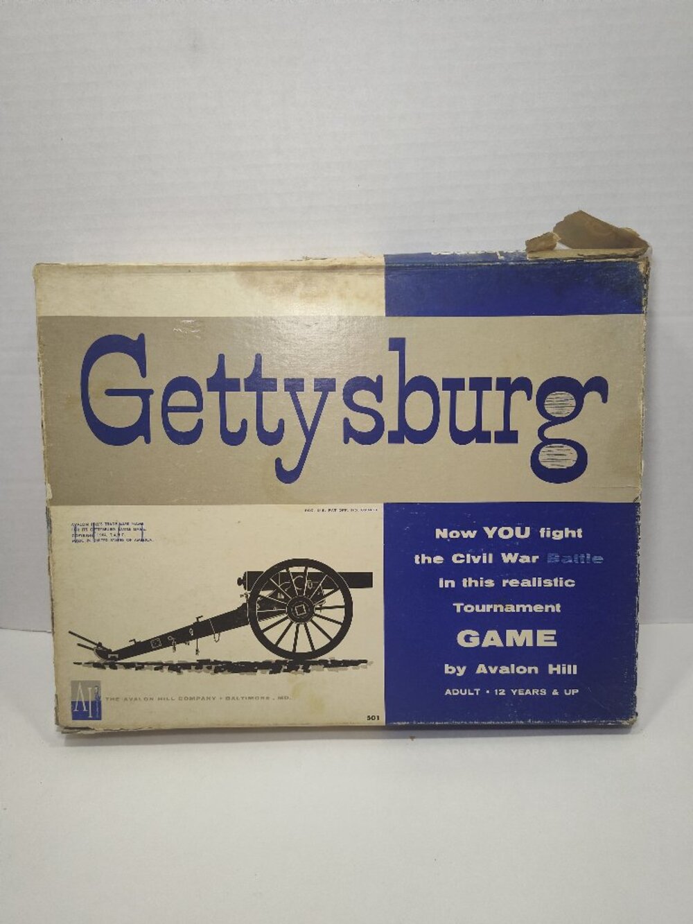 1961 Avalon Hill Gettysburg Civil War Battle Game #501 w/ Manual Map Vintage
